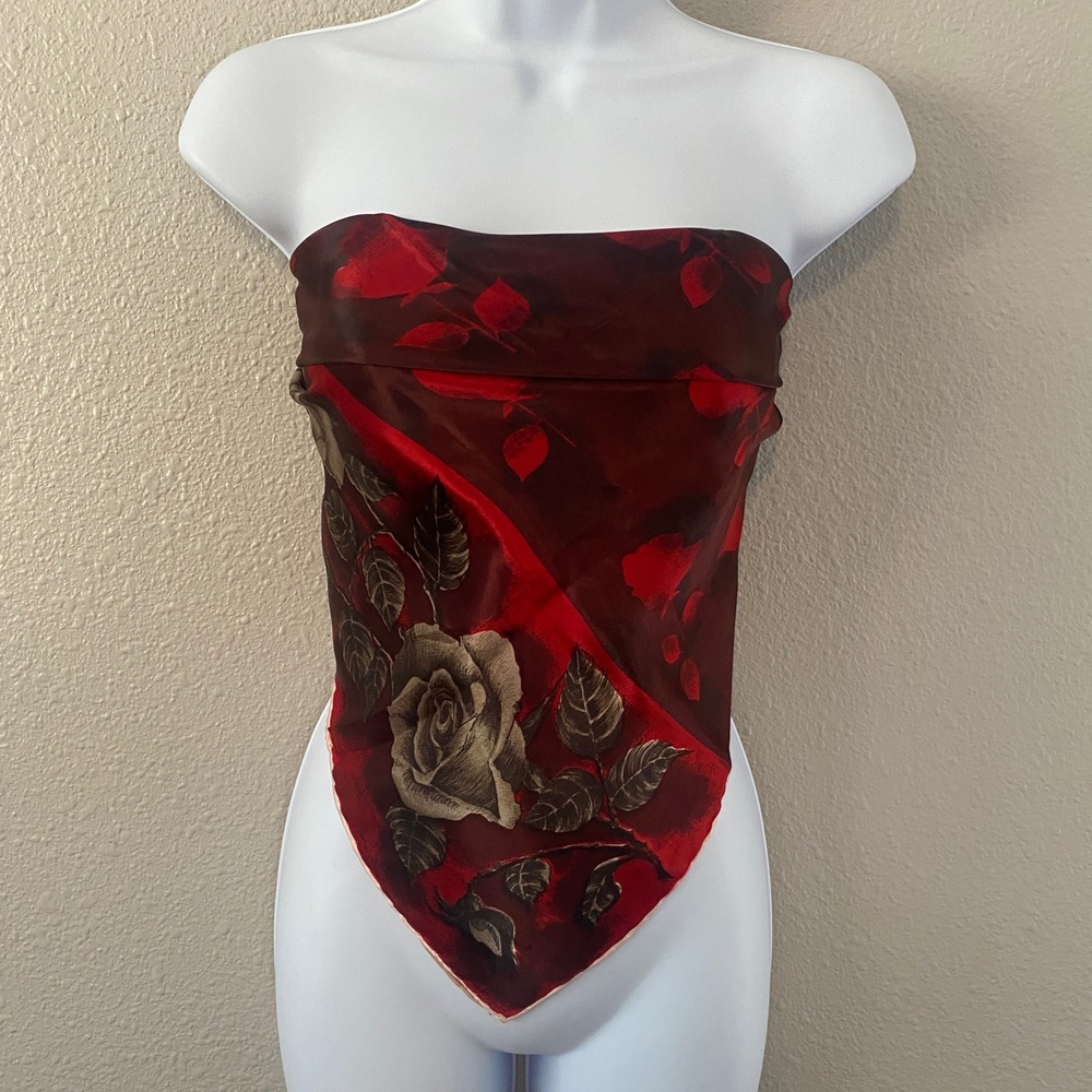 Grisby Vintage Scarf Rose Pattern‎ Retro Mid-Century Whimsigoth Dark Feminine